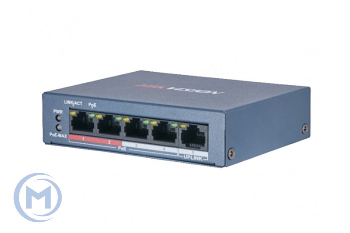 HUB Switch HIKVISION DS-3E0105P-E/M(B) 4x10/100Mbps PoE,1x1000Mbpc,PoE budget:35W Metal