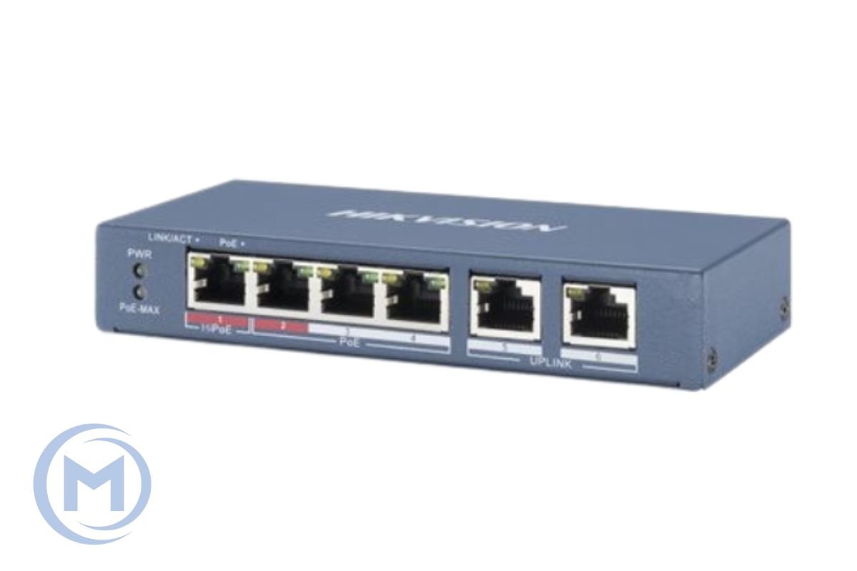 HUB Switch HIKVISION DS-3E0106P-E/M(B) 4x10/100Mbps PoE,2x100Mbpc,PoE budget:45W Metal