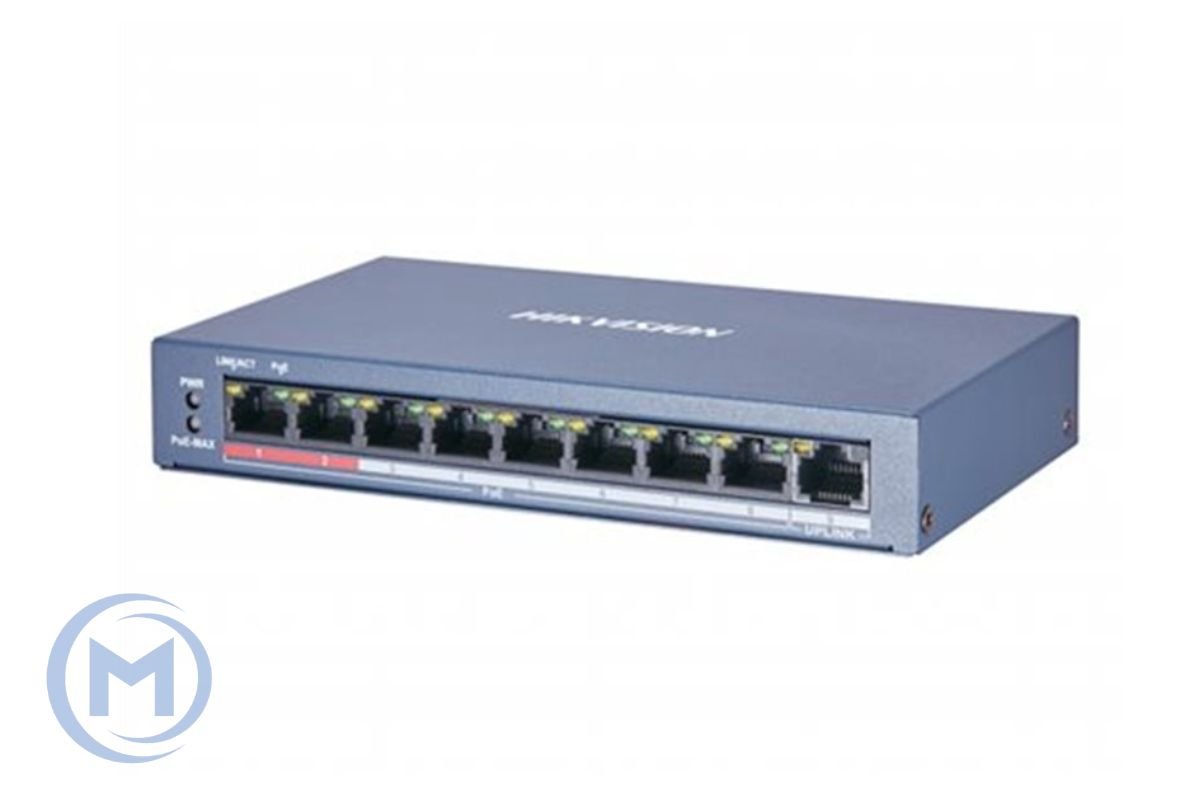 HUB Switch HIKVISION DS-3E0109P-E/M 8x10/100Mbps PoE,1x100Mbpc,PoE budget:58W Metal