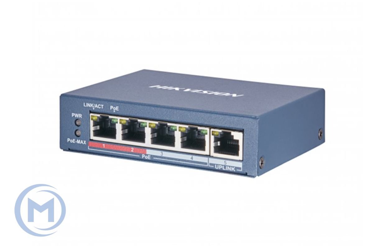HUB Switch HIKVISION DS-3E0505P-E/M 4x10/100/1000Mbps PoE,1x1000Mbpc,PoE budget:35W Metal