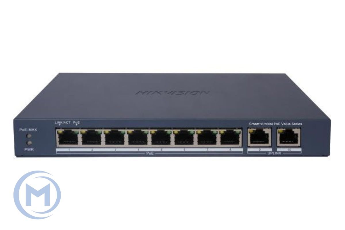 HUB Switch HIKVISION DS-3E1310P-EI/M(STD) SMART 8x10/100Mbps PoE,2x1000Mbpc,PoE budget:60W Metal