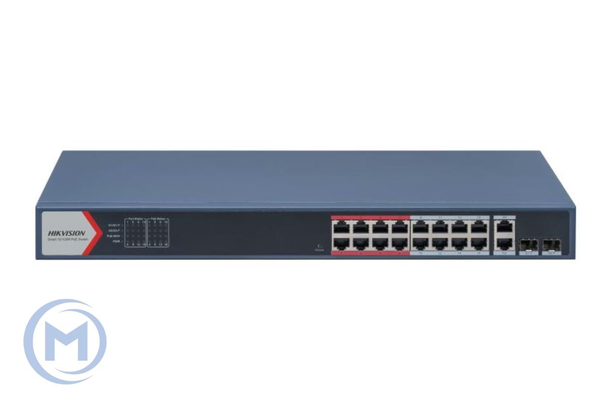 HUB Switch HIKVISION DS-3E1318P-EI/M(STD) SMART 16x10/100Mbps PoE,2x1000Mbpc,PoE budget:230W Metal