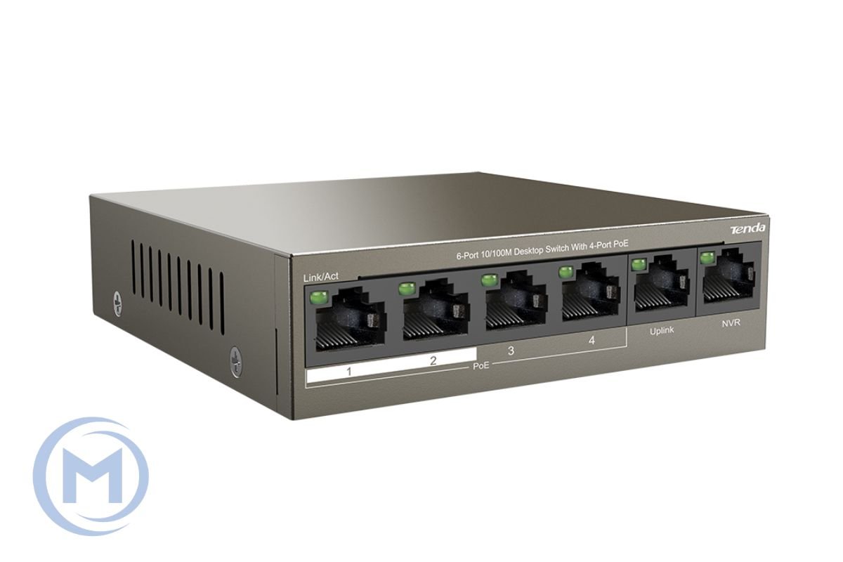 HUB Switch Tenda TEF1106P-4-63W 4-port PoE 10/100Mbps + 2-port 10/100Mbps Steelcase