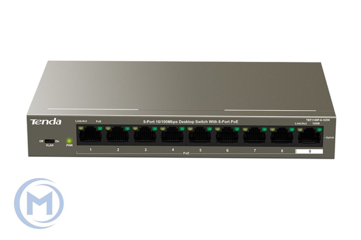 HUB Switch Tenda TEF1109P-8-102W 8-port PoE 10/100Mbps + 1 10/100Mbps