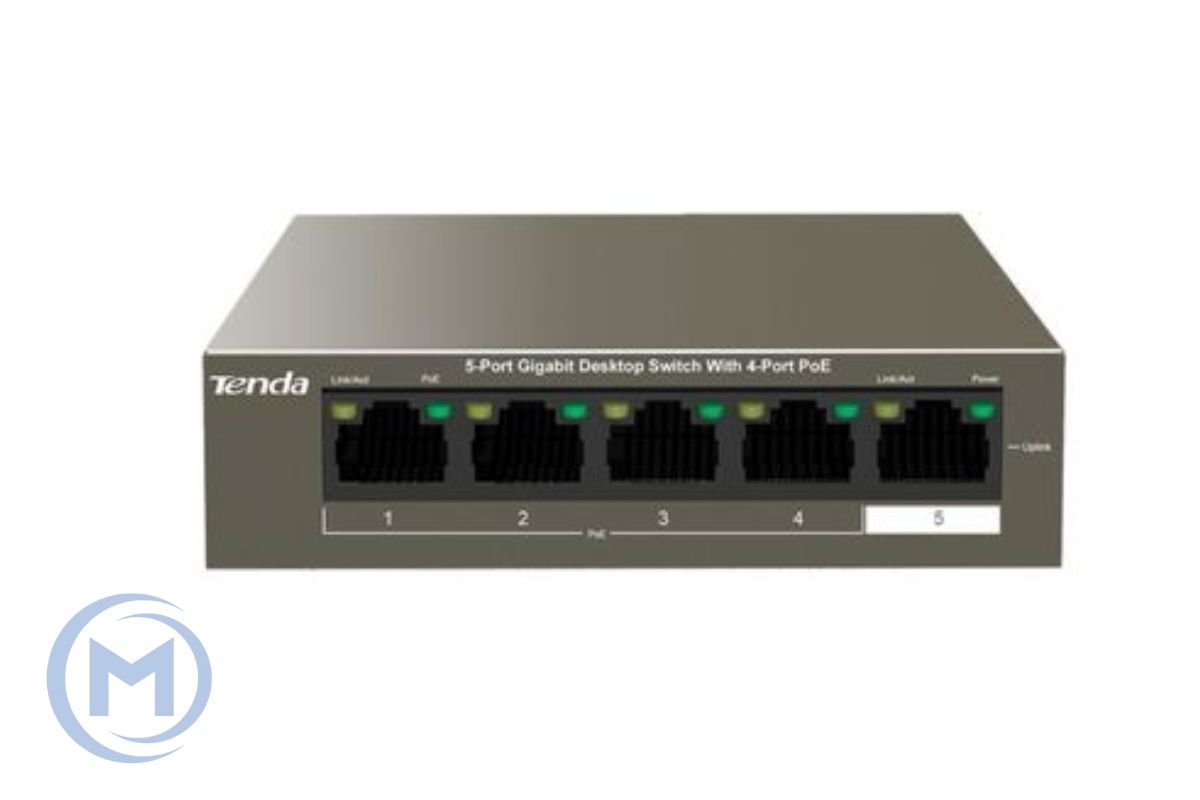HUB Switch Tenda TEG1105P-4-63W 4-port PoE 10/100/1000Mbps + 1x 10/100/1000Mbps Rackmount Steelcase