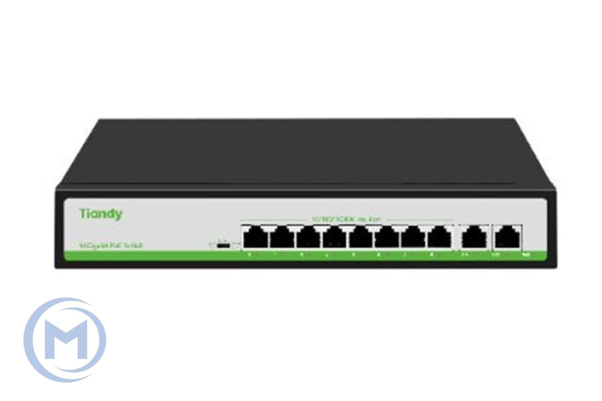 HUB Switch TIANDY TC-P3S010 Spec:F/0820/AT/90  8x10/100Mbps PoE,2x100Mbpc,PoE budget:90W Metal