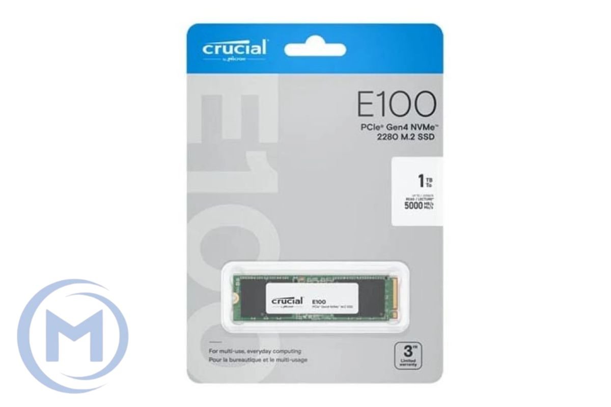 Crucial E100 1TB PCIe NVMe Gen4x4 M.2 2280, RW Speed up to 5000/4500 MB/s, [CT1000E100SSD8]