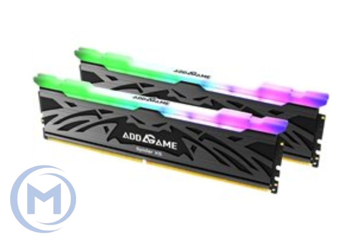 DDR5 64GB Kit (2x32GB) PC5-51200 (6400MHz) 1.2V, CL38, 288-Pin UDIMM, Desktop, RGB, with Aluminum Heat sink (с Радиатором), Поддержка XMP 3.0, ADDLINK ADDGAME Spider X5 GAMING MEMORY, BLACK, Made in Taiwan [AG32GB64C38X5UBX2]