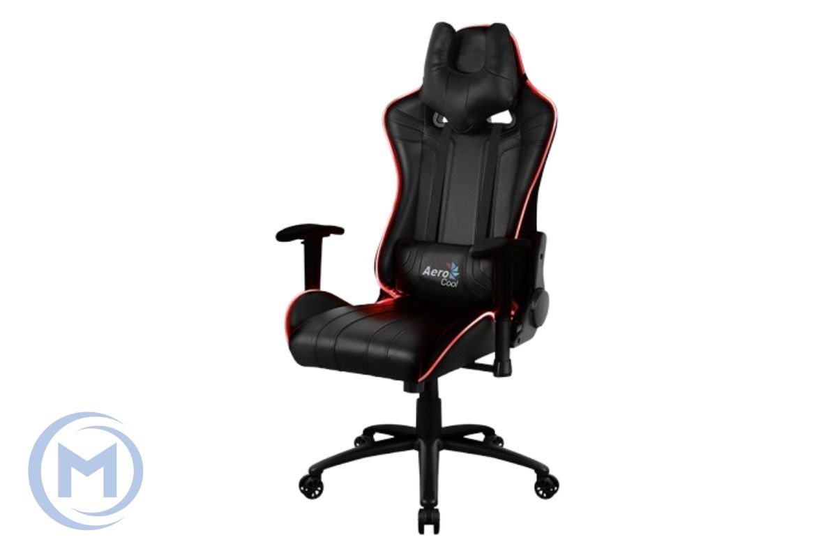 Gaming Chair AEROCOOL AC120 AIR BLACK&RED 2D Armrest 65mm wheels PVC Leather