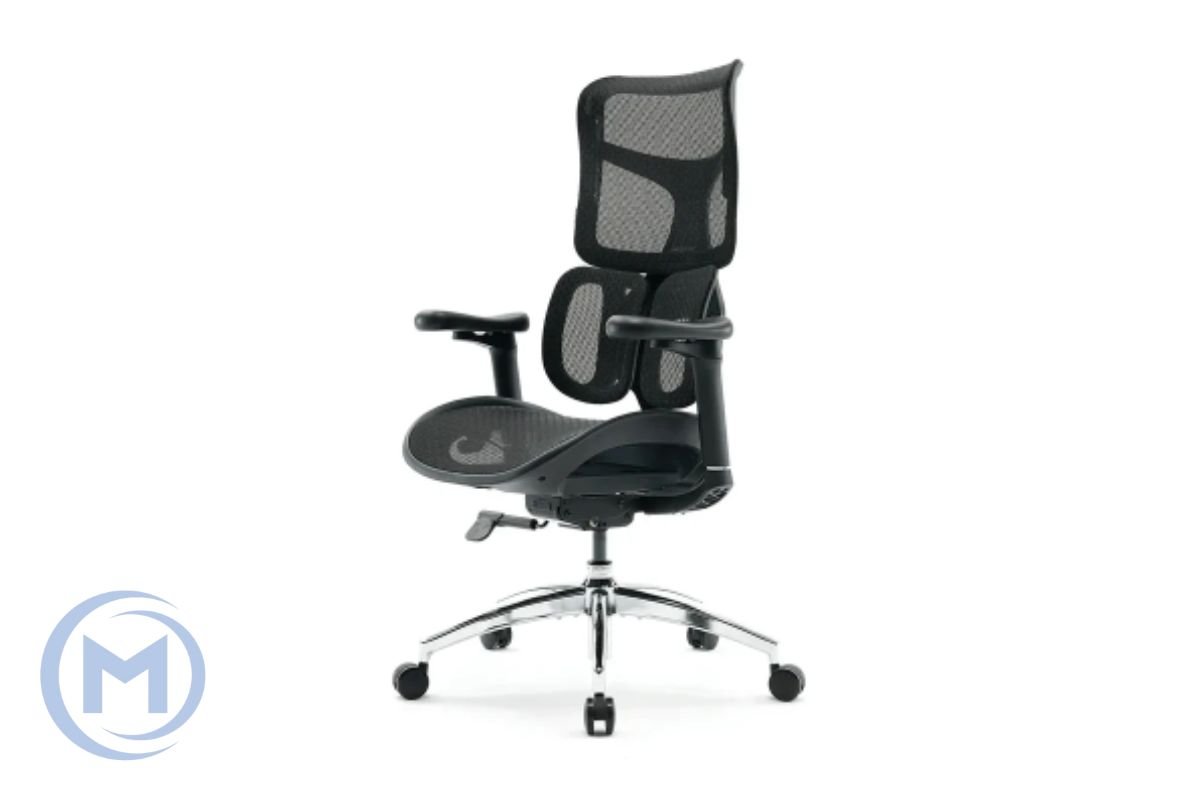 Office Chair SIHOO M18-B158 BLACK 2D Armrest, class 3 TUV gaslift,350mm aluminium base, Footrest