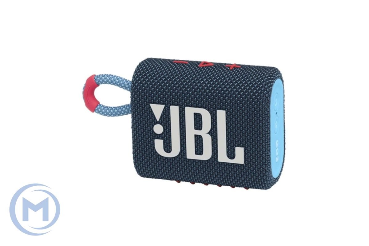 Беспроводная колонка JBL GO 3, 5.1 Bluetooth, 110Hz-20kHz, Waterproof IP67, 3.5 jack, USB-TypeC, Время работы 5ч, Черно-Голубой [JBLGO3BLUP]