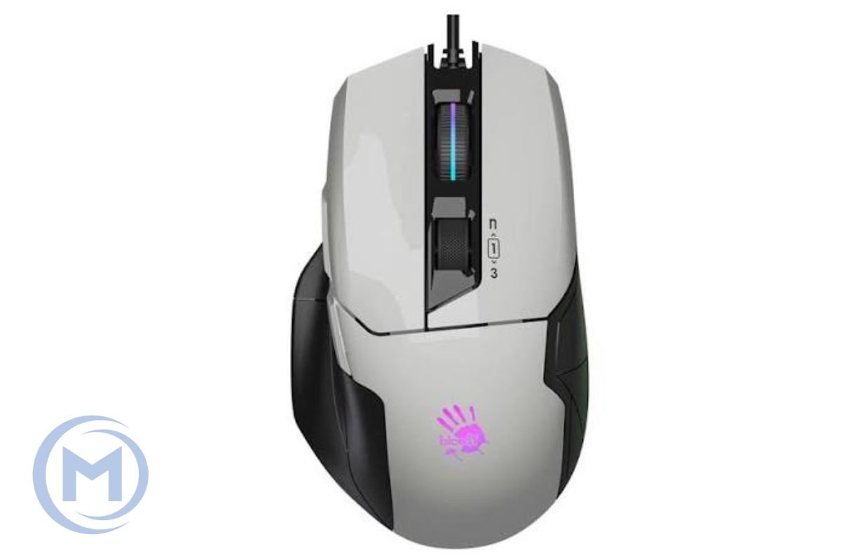 A4TECH BLOODY W70 MAX GAMING MOUSE 10000CPI PANDA WHITE RGB METAL FEET ACTIVE USB BLACK
