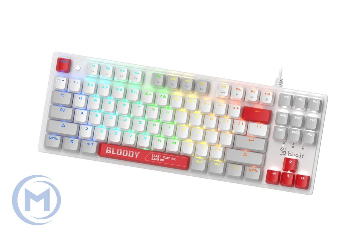 A4TECH BLOODY S310N GAMING MECHANICAL ENERGY WHITE BLMS RED SWITCH RGB KEYBOARD USB US+RUS