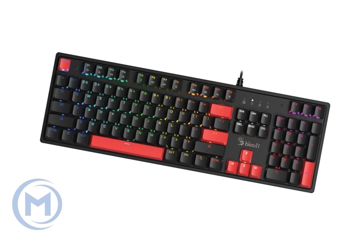 A4TECH BLOODY S520N GAMING MECHANICAL PUDDING BLACK BLMS RED SWITCH NEON KEYBOARD USB US+RUS