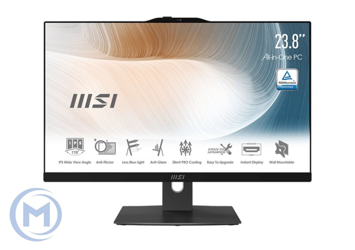 Моноблок MSI Modern AM242 11M I3-1115G4 (up to 4.1GHz), 16GB DDR4, 1TB SSD NVMe, 23.8'' Full HD IPS, UHD Graphics, Wifi, BT, LAN, HDMI, Win 11H, чёрный