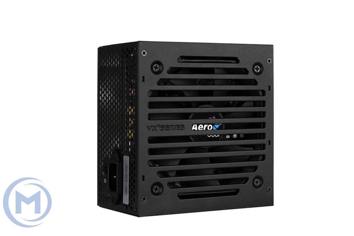 Блок питания 650W Aerocool VX-650 PLUS, APFC, 20+4 pin, 4+4pin, 4*Sata, 3*Molex, 1*FDD, 2*PCI-E 6+2 pin, вентилятор 12 см, кабель питания, Чёрный